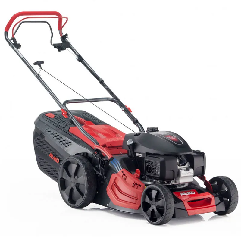 AL-KO Premium Petrol Lawnmower Steel Deck 46cm Cutting Width 30mm-80mm Single Lever Cutting Height Adj Honda GCVx 145 4in1 Single Speed 70L EasyClick Collector.